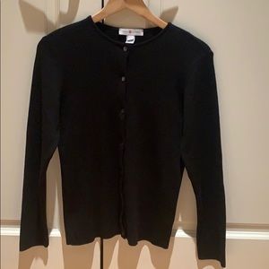 Black button down extra fine mering wool
